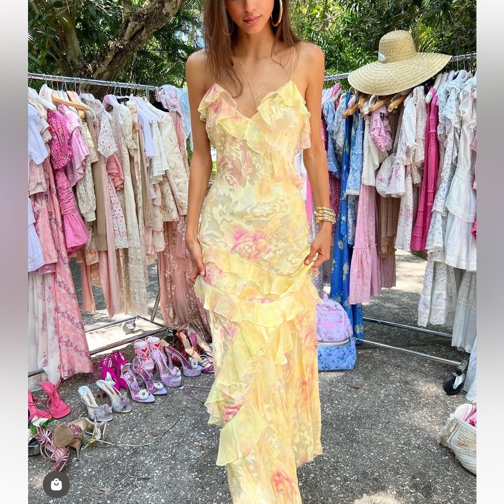 Love shack fancy Rialto maxi dress in yellow melon